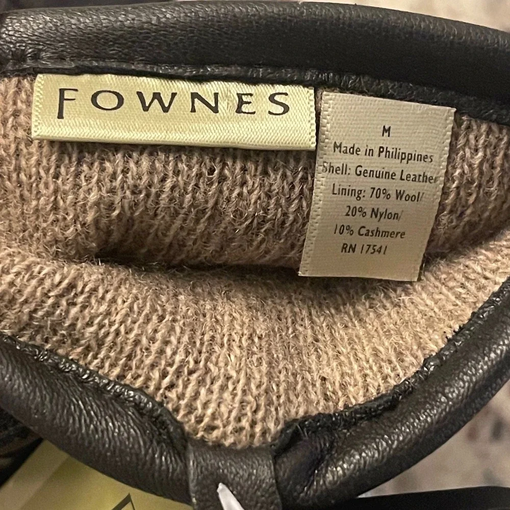 Fownes Leather Gloves Women M Black Classic Wool Cashmere Lined NWT Luxury Warm